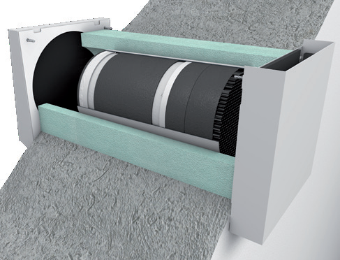 AIRUNIT SOLUS 2.0 compact decentralised heat recovery ventilation unit shown within an external wall